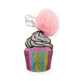 Bari Lynn Crystalized Keychain w/ Fur Puff ~ Sprinkle Cupcake