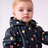 Petit Bateau Baby Multi Heart Print Hooded Rain Jacket ~ Navy Multi