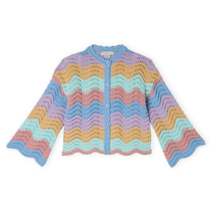 Stella McCartney Girls Crochet Multicolor Cardigan ~ Blue Multi
