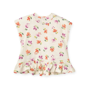 Mayoral Baby Girl s/s Printed T-Shirt w/ Ruffle ~ Flowers/Natural