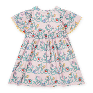 Stella McCartney Girls Stella Lettering s/s Woven Dress ~ Pink Multi