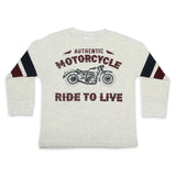 Mish Moto Striped Sleeve Bolt Thermal l/s Tee ~ Oatmeal/Burgundy/Navy