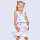 Baby Sara Bow Printed Dress ~ White Multi