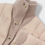 Mayoral Girls Combo Rib/Knit Puffer Coat ~ Hazelnut
