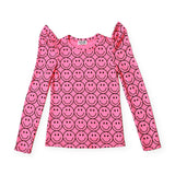 MIA New York Puff Sleeve Happy Top ~ Neon Pink