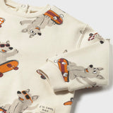 Mayoral Baby Boy Skater Dog Printed Sweatshirt ~ Mushroom/Orange