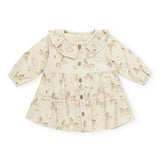 Quincy Mae Baby Ruffle Collar Button Dress ~ Unicorns/Natural