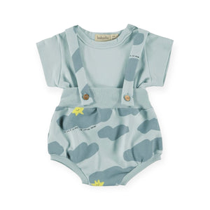 Babyclic T-Shirt & Printed Bloomer w/ Suspenders Set ~ Ciel Agua