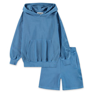 Molo Marlo Hoodie & Ador Sweatshorts Set ~ Swell Blue