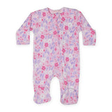 Baby Steps Zip Footie ~ Watercolor Floral/Pink