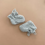 The Blueberry Hill Classic Knit Baby Booties ~ Bowie Grey