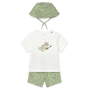 Mayoral Baby Boy Tee & Shorts Set w/ Bucket Hat ~ Matcha