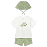 Mayoral Baby Boy Tee & Shorts Set w/ Bucket Hat ~ Matcha