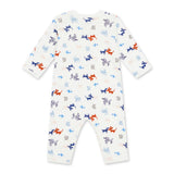 Petit Bateau l/s Dogs Print Romper ~ White Multi