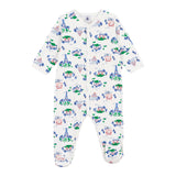 Petit Bateau Front Snap Parisian Print Footie ~ White Multi
