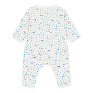 Petit Bateau Fox Print Romper ~ White/Blue