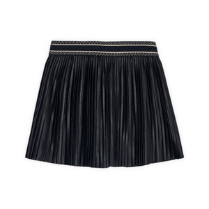 Mayoral Girls Pleated Faux Leather Skirt ~ Black