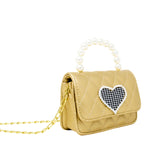 Tiny Treats Quilted Pearl Handle Heart Bag