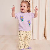 Bobo Choses Baby Pansy Flower Printed Zip Hoodie, T-Shirt & Pants Set ~ Light Yellow