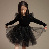 Petite Hailey l/s Mila Jewel Tutu Dress ~ Black