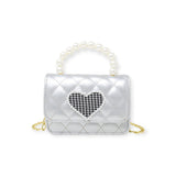 Tiny Treats Quilted Pearl Handle Heart Bag