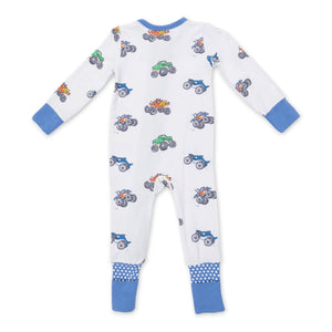 Angel Dear 2 Way Zipper Convertible Romper ~ Monster Trucks