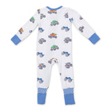 Angel Dear 2 Way Zipper Convertible Romper ~ Monster Trucks