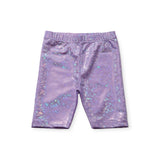 Petite Hailey Bee Gee Metallic Bike Shorts ~ Purple