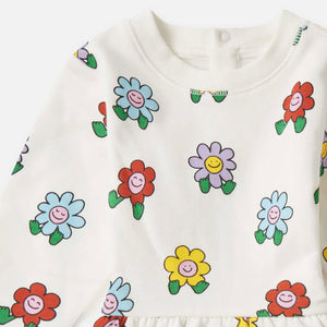 Stella McCartney Baby Girl Flowers Fleece Dress ~ White