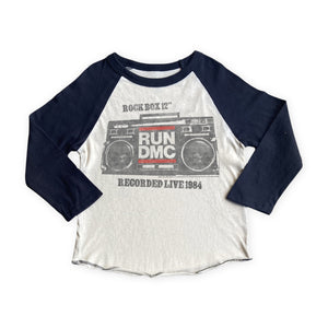 Rowdy Sprout Baby Run DMC Rock Box l/s Raglan Tee ~ Vintage White/Black