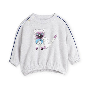 Mini Rodini Baby Siamese Cat Sweatshirt & Sweatpants Set ~ Light Heather Grey