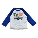 Rowdy Sprout Baby Snoop Dogg Cruiser l/s Raglan Tee ~ Vintage White/Blue