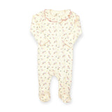 Tun Tun Ribbed Zip Ruffle Collar Footie ~ Flowers/Natural