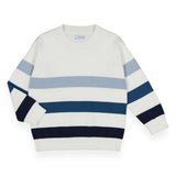 Mayoral Boys Striped Crewneck Knit Sweater ~ White/Blue