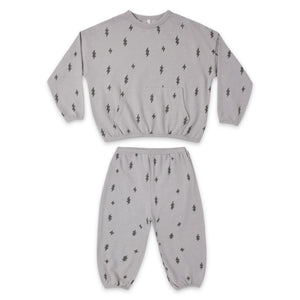 Rylee + Cru Baby Relaxed l/s Top & Pants Set ~ Bolts/Dusty Blue