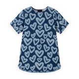 Stella McCartney Girls s/s Spray Bleached Hearts Denim Dress ~ Blue