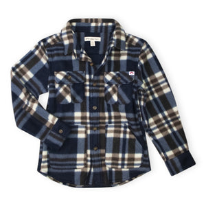 Appaman Boys Snow Fleece Shirt ~ Navy Mocha Plaid