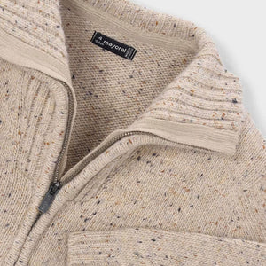 Mayoral Boys Knit Zip Sweater ~ Tweed