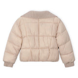 Mayoral Girls Combo Rib/Knit Puffer Coat ~ Hazelnut