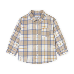 Mayoral Baby Boy Check Button Down Shirt ~ Cereal