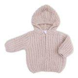 Angel Dear Ribbed Chenille Zip Hoodie ~ Stone