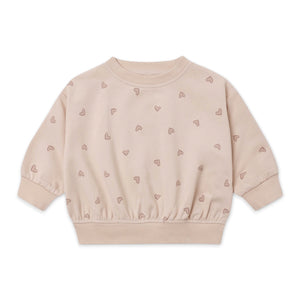 Quincy Mae Relaxed Fleece Sweatshirt & Sweatpants Set ~ Hearts/Dusty Rose