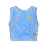 Hannah Banana Sleeveless Velour Rhinestone Emojis Top & Shorts Set 7-12 ~ Blue