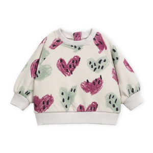 Play Up Baby Hearts Print Fleece Sweatshirt & Sweatpants Set ~ Taupe