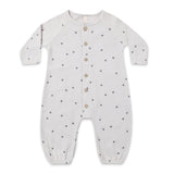 Quincy Mae l/s Waffle Romper ~ Stars/Fog