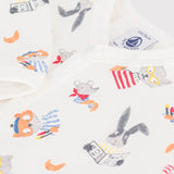 Petit Bateau Parisian Animal Print Romper ~ White Multi