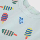Petit Bateau Baby Popsicle Print s/s T-shirt & Terry Shorts Set ~ Mint/Blue