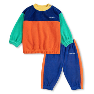 Bobo Choses Baby Color Block Terry Sweatshirt & Joggers Set ~ Blue Multi