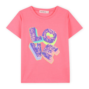 Billieblush Sequin Love Graphic s/s T-shirt ~ Fuchsia
