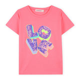 Billieblush Sequin Love Graphic s/s T-shirt ~ Fuchsia